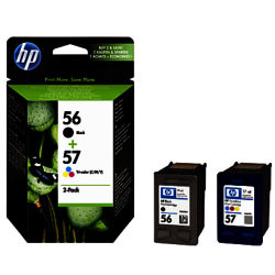 HP 56 Black and 57 Colour Inkjet Cartridge, Pack of 2, C9321FN